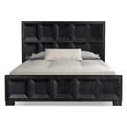 Letto con pannelli in legno – Nero invecchiato / Marrone fulvo, classico moderno, Queen e King