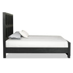 Letto con pannelli in legno – Nero invecchiato / Marrone fulvo, classico moderno, Queen e King