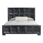 Letto con pannelli in legno – Nero invecchiato / Marrone fulvo, classico moderno, Queen e King