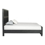 Letto con pannelli in legno – Nero invecchiato / Marrone fulvo, classico moderno, Queen e King