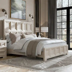 Letto con pannelli in legno – Nero invecchiato / Marrone fulvo, classico moderno, Queen e King