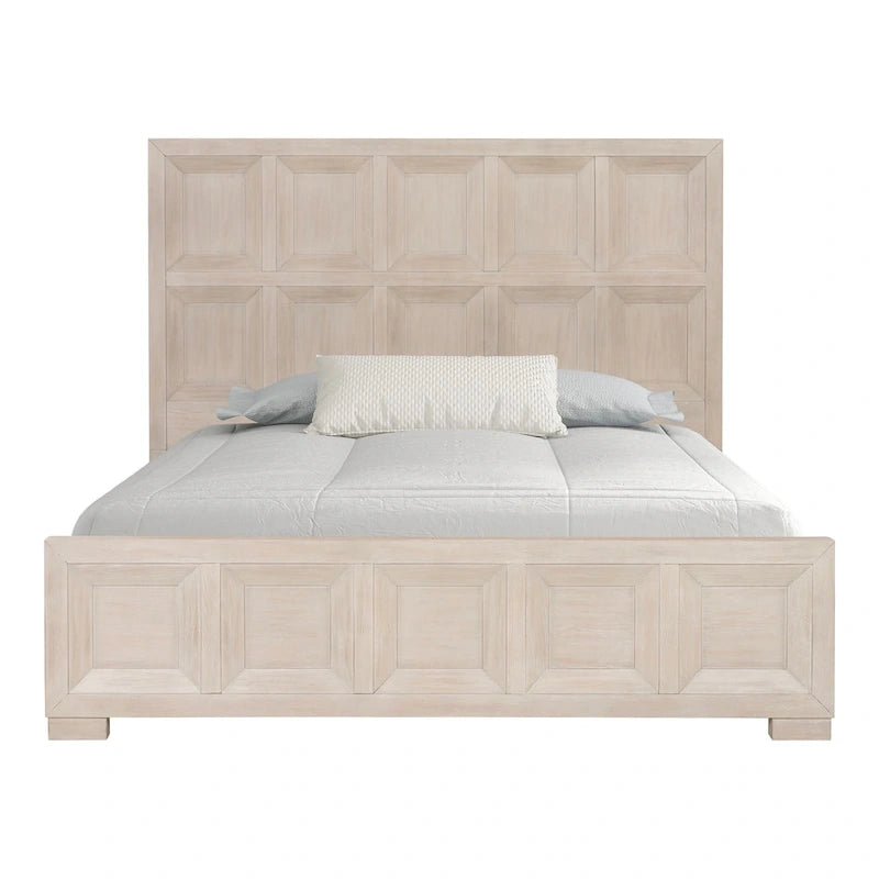 Letto con pannelli in legno – Nero invecchiato / Marrone fulvo, classico moderno, Queen e King