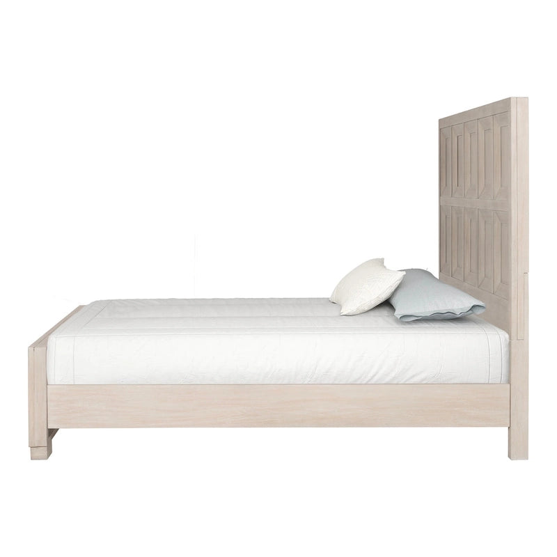 Letto con pannelli in legno – Nero invecchiato / Marrone fulvo, classico moderno, Queen e King