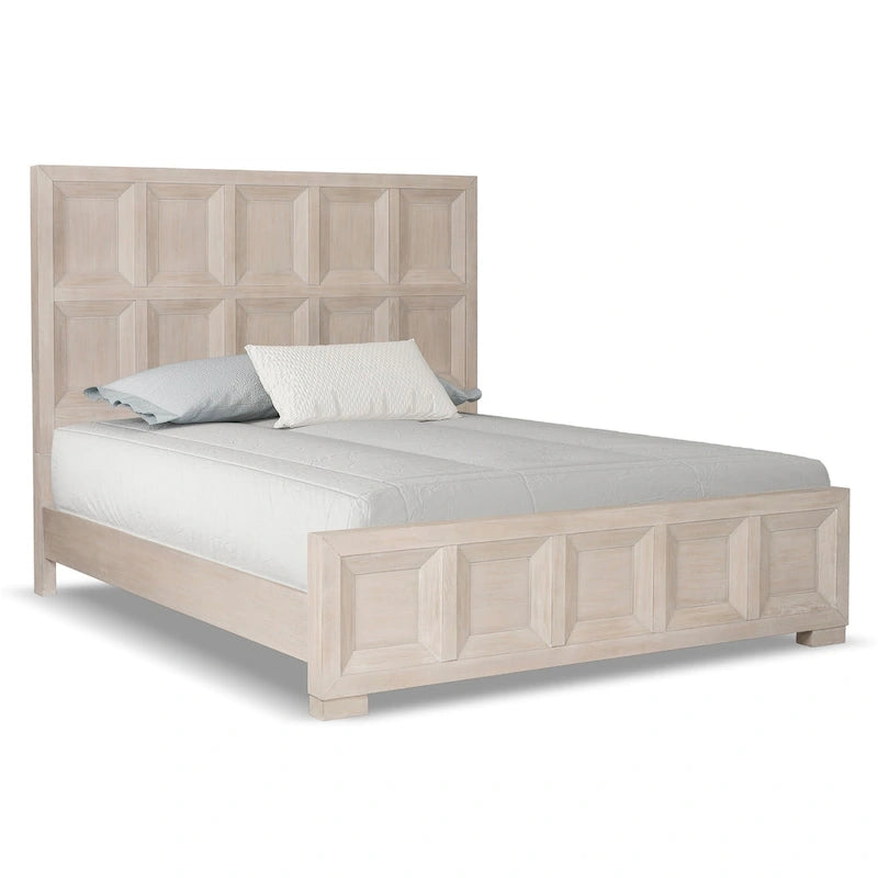 Letto con pannelli in legno – Nero invecchiato / Marrone fulvo, classico moderno, Queen e King