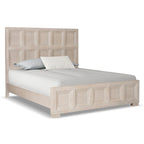 Letto con pannelli in legno – Nero invecchiato / Marrone fulvo, classico moderno, Queen e King