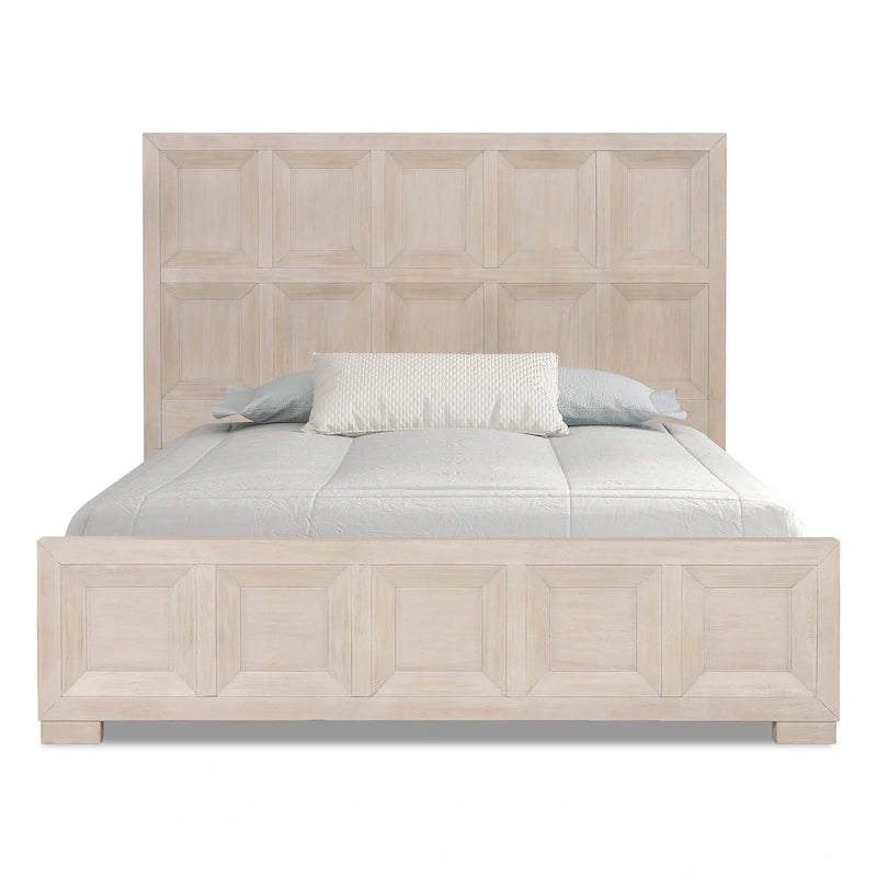Letto con pannelli in legno – Nero invecchiato / Marrone fulvo, classico moderno, Queen e King