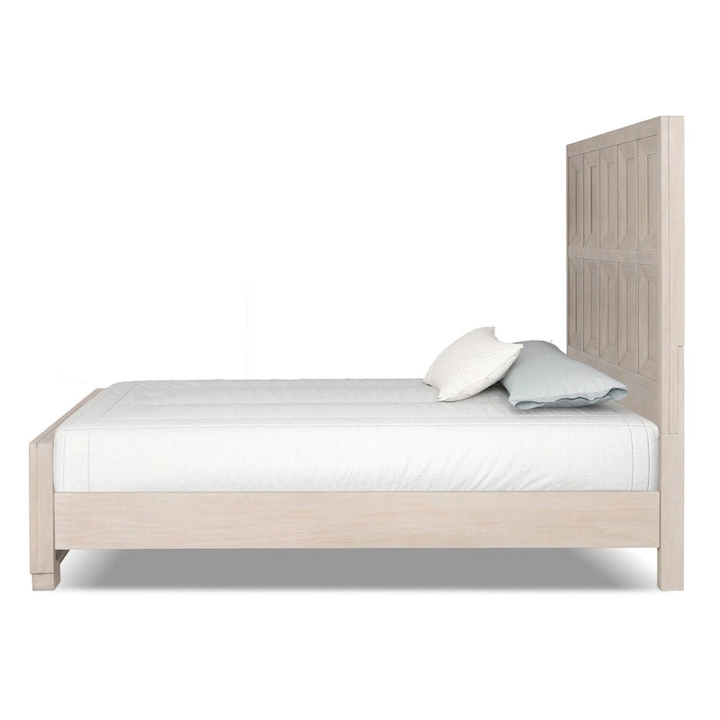 Letto con pannelli in legno – Nero invecchiato / Marrone fulvo, classico moderno, Queen e King