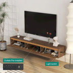 Mobile TV sospeso in legno con luci a LED, 3 ante/vani