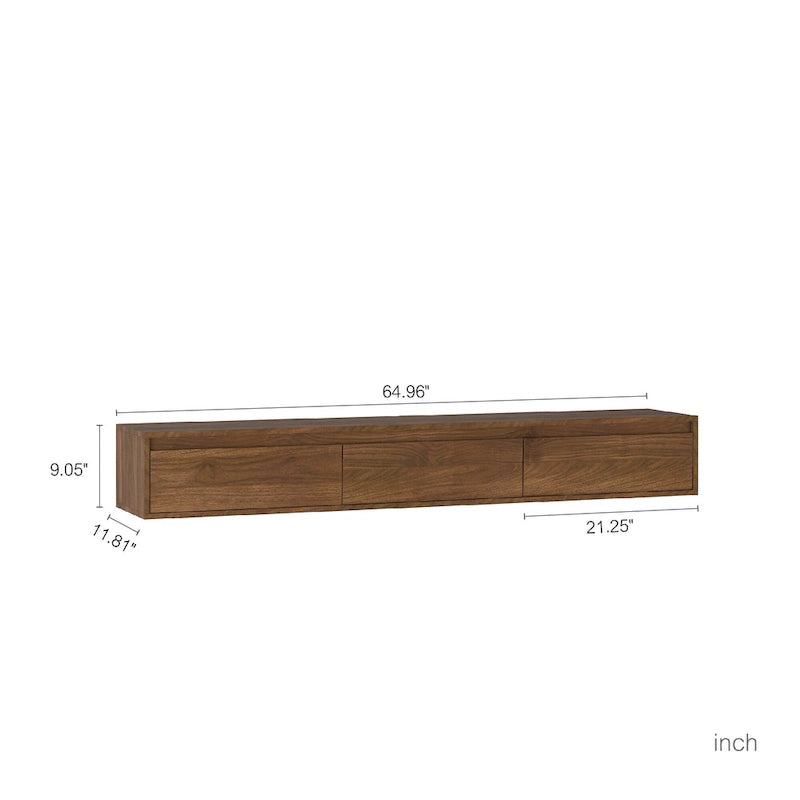 Mobile TV sospeso in legno con luci a LED, 3 ante/vani