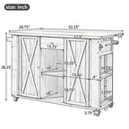 Cucina Isola da Esterno in Legno Naturale / Grigio / Nero e Acciaio Inox con Cassetto, Ripiani e Ruote Bloccabili