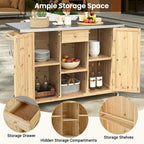 Cucina Isola da Esterno in Legno Naturale / Grigio / Nero e Acciaio Inox con Cassetto, Ripiani e Ruote Bloccabili