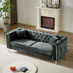 Divano Chesterfield a 3 posti in velluto verde