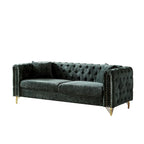 Divano Chesterfield a 3 posti in velluto verde