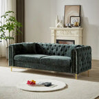 Divano Chesterfield a 3 posti in velluto verde