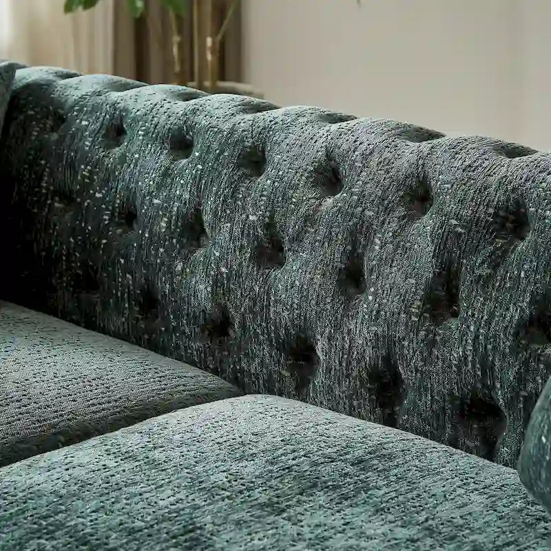 Divano Chesterfield a 3 posti in velluto verde