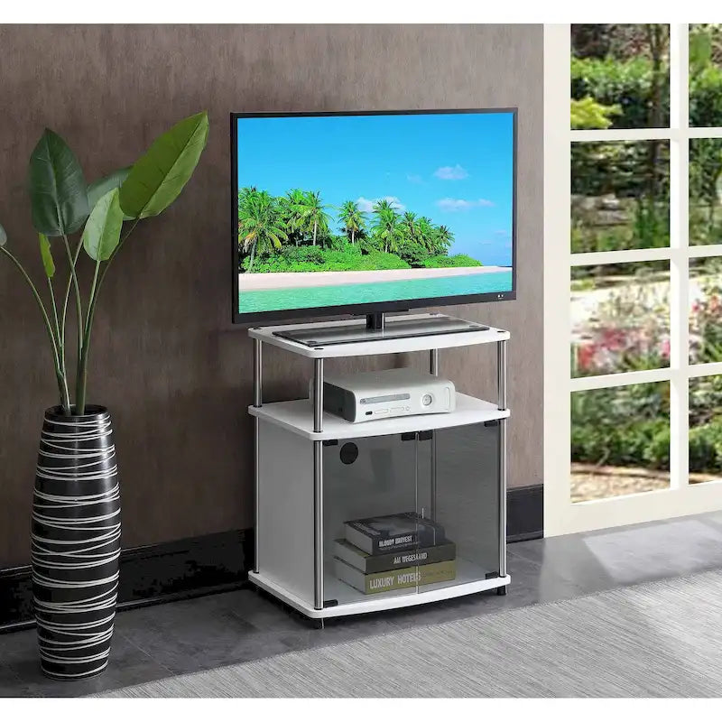 Mobile TV con Armadietto in Vetro Nero, 26 pollici — Nero / Bianco / Ciliegio / Grigio invecchiato / Effetto betulla