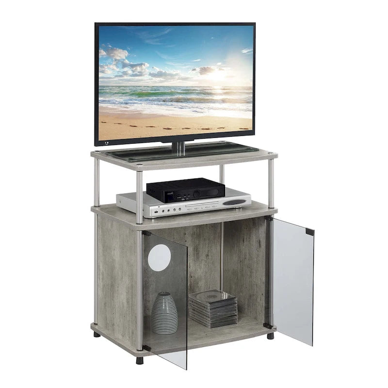 Mobile TV con Armadietto in Vetro Nero, 26 pollici — Nero / Bianco / Ciliegio / Grigio invecchiato / Effetto betulla