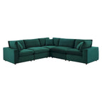Divano componibile in velluto a 5 posti – Verde / Blu scuro / Bianco / Grigio chiaro / Rosa antico / Grigio / Cognac