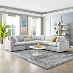 Divano componibile in velluto a 5 posti – Verde / Blu scuro / Bianco / Grigio chiaro / Rosa antico / Grigio / Cognac