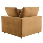 Divano componibile in velluto a 5 posti – Verde / Blu scuro / Bianco / Grigio chiaro / Rosa antico / Grigio / Cognac