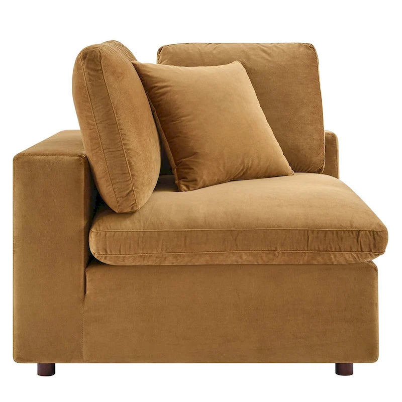 Divano componibile in velluto a 5 posti – Verde / Blu scuro / Bianco / Grigio chiaro / Rosa antico / Grigio / Cognac