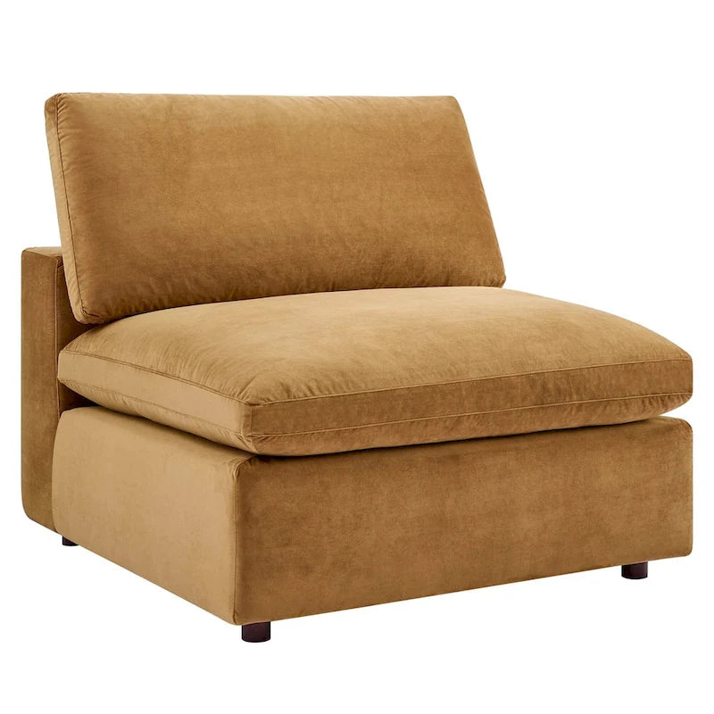 Divano componibile in velluto a 5 posti – Verde / Blu scuro / Bianco / Grigio chiaro / Rosa antico / Grigio / Cognac