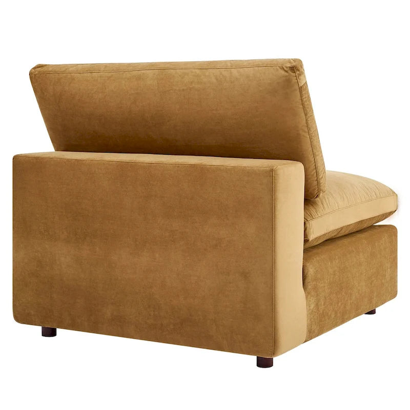 Divano componibile in velluto a 5 posti – Verde / Blu scuro / Bianco / Grigio chiaro / Rosa antico / Grigio / Cognac
