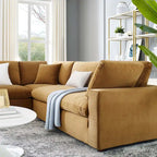 Divano componibile in velluto a 5 posti – Verde / Blu scuro / Bianco / Grigio chiaro / Rosa antico / Grigio / Cognac