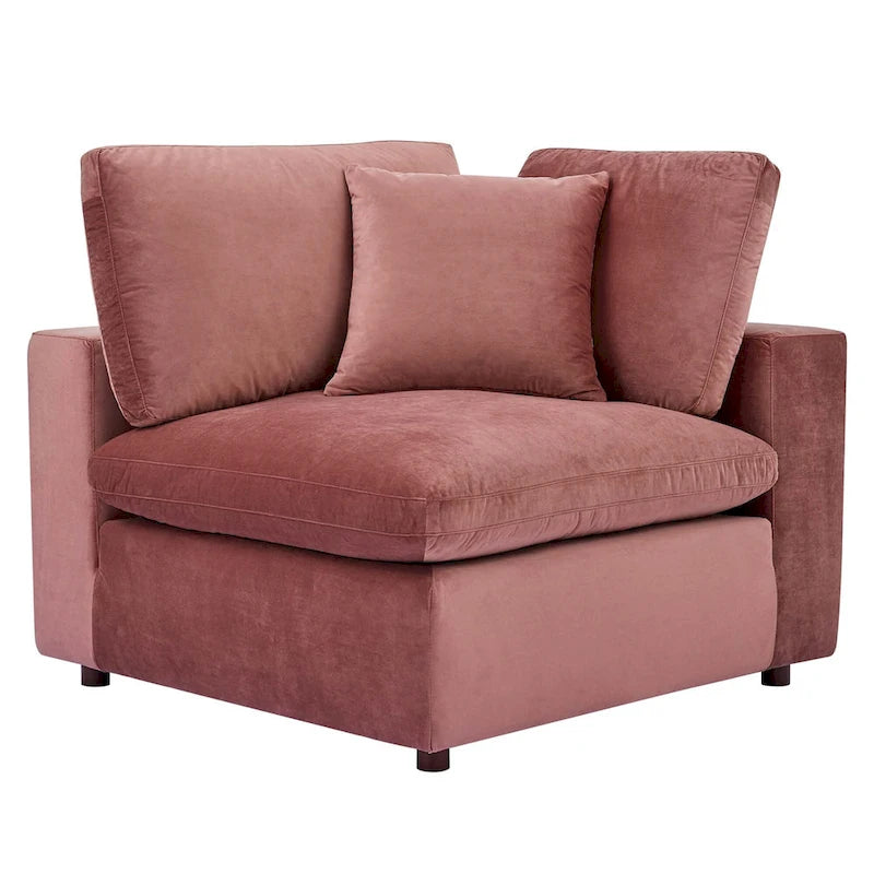 Divano componibile in velluto a 5 posti – Verde / Blu scuro / Bianco / Grigio chiaro / Rosa antico / Grigio / Cognac
