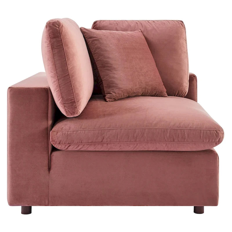 Divano componibile in velluto a 5 posti – Verde / Blu scuro / Bianco / Grigio chiaro / Rosa antico / Grigio / Cognac