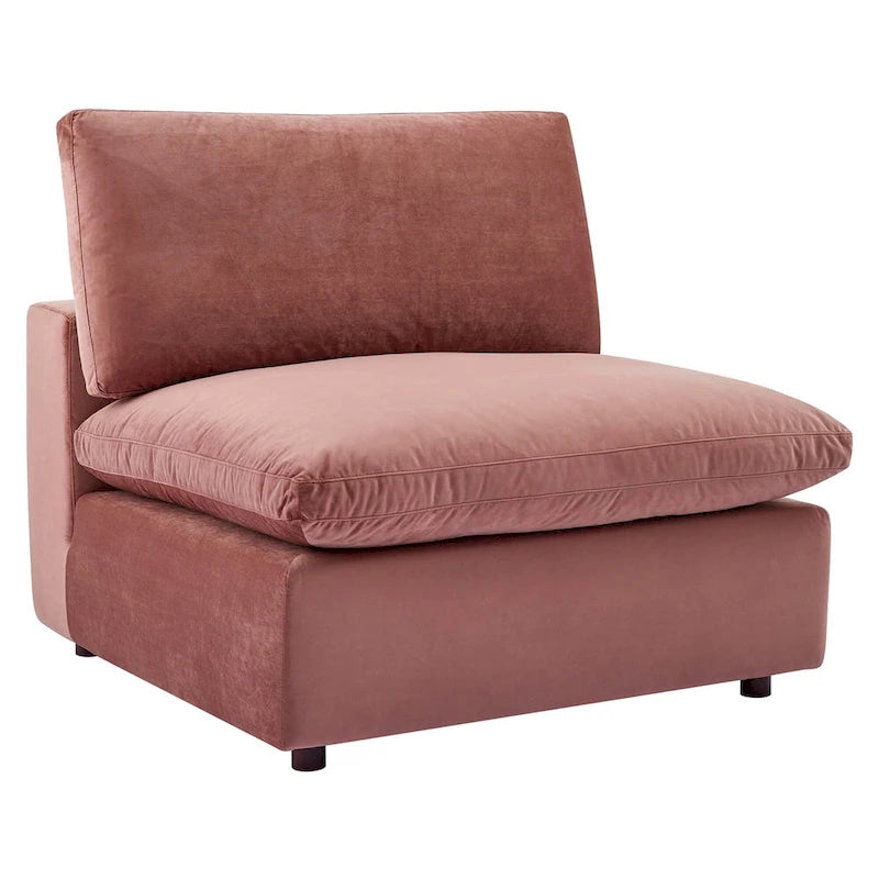 Divano componibile in velluto a 5 posti – Verde / Blu scuro / Bianco / Grigio chiaro / Rosa antico / Grigio / Cognac