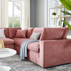 Divano componibile in velluto a 5 posti – Verde / Blu scuro / Bianco / Grigio chiaro / Rosa antico / Grigio / Cognac