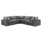 Divano componibile in velluto a 5 posti – Verde / Blu scuro / Bianco / Grigio chiaro / Rosa antico / Grigio / Cognac