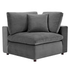 Divano componibile in velluto a 5 posti – Verde / Blu scuro / Bianco / Grigio chiaro / Rosa antico / Grigio / Cognac