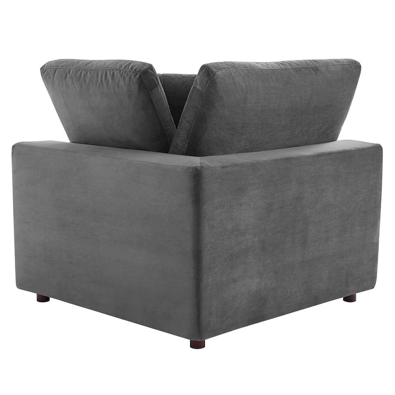 Divano componibile in velluto a 5 posti – Verde / Blu scuro / Bianco / Grigio chiaro / Rosa antico / Grigio / Cognac