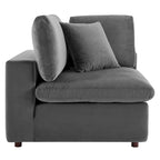Divano componibile in velluto a 5 posti – Verde / Blu scuro / Bianco / Grigio chiaro / Rosa antico / Grigio / Cognac