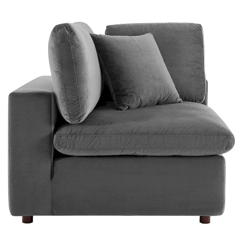 Divano componibile in velluto a 5 posti – Verde / Blu scuro / Bianco / Grigio chiaro / Rosa antico / Grigio / Cognac