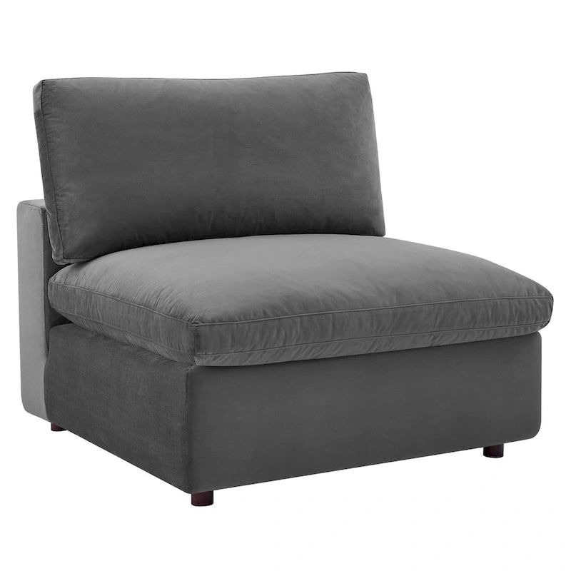 Divano componibile in velluto a 5 posti – Verde / Blu scuro / Bianco / Grigio chiaro / Rosa antico / Grigio / Cognac