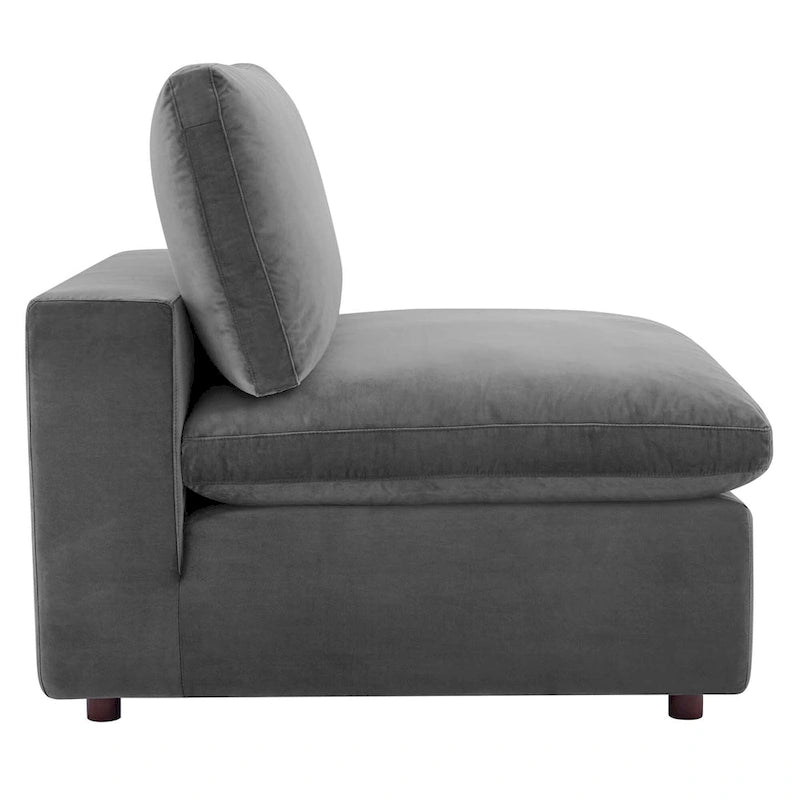 Divano componibile in velluto a 5 posti – Verde / Blu scuro / Bianco / Grigio chiaro / Rosa antico / Grigio / Cognac