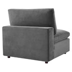 Divano componibile in velluto a 5 posti – Verde / Blu scuro / Bianco / Grigio chiaro / Rosa antico / Grigio / Cognac