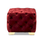 Pouf capitonné in velluto, seduta singola – Bordeaux / Rosa / Beige / Blu / Grigio