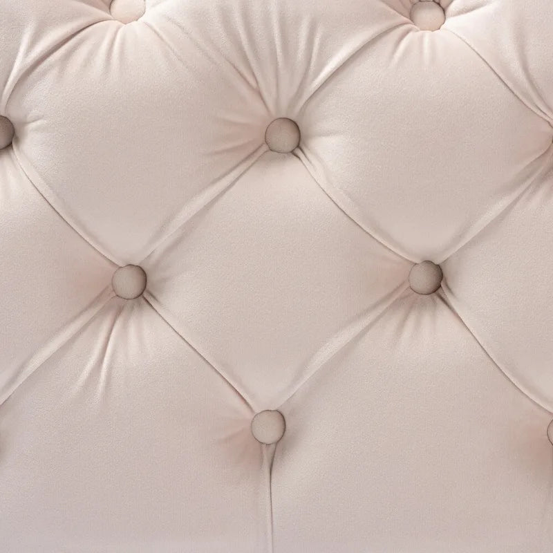 Pouf capitonné in velluto, seduta singola – Bordeaux / Rosa / Beige / Blu / Grigio