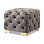 Pouf capitonné in velluto, seduta singola – Bordeaux / Rosa / Beige / Blu / Grigio