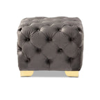 Pouf capitonné in velluto, seduta singola – Bordeaux / Rosa / Beige / Blu / Grigio