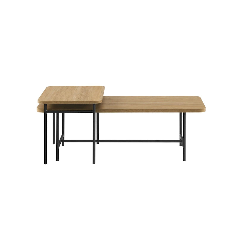 Set di tavolini da caffè moderni a incastro (2 pezzi) in noce scuro/rovere costiero