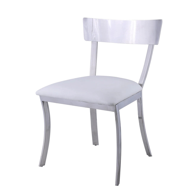 Sedie da pranzo con schienale curvo in similpelle bianche/grigie, set da 2