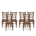 Sedia da pranzo Antique Brown / Matte Black Rubberwood Ladder Back, set da 6