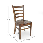 Sedia da pranzo Antique Brown / Matte Black Rubberwood Ladder Back, set da 6