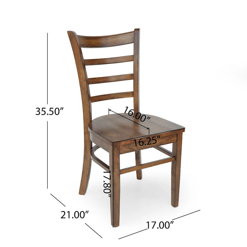 Sedia da pranzo Antique Brown / Matte Black Rubberwood Ladder Back, set da 6