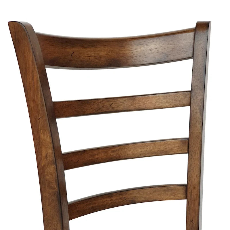 Sedia da pranzo Antique Brown / Matte Black Rubberwood Ladder Back, set da 6